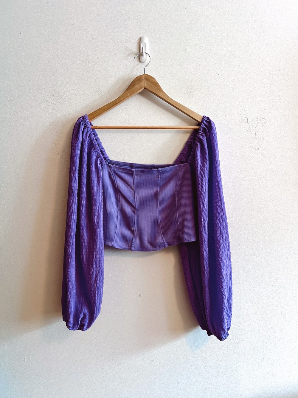 Urban Outfitters Purple Puff Sleeve Crop Top